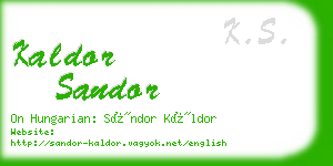 kaldor sandor business card